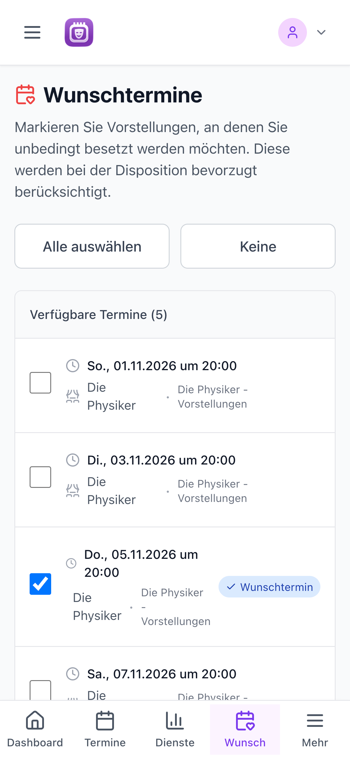 Mobile Wunschtermine